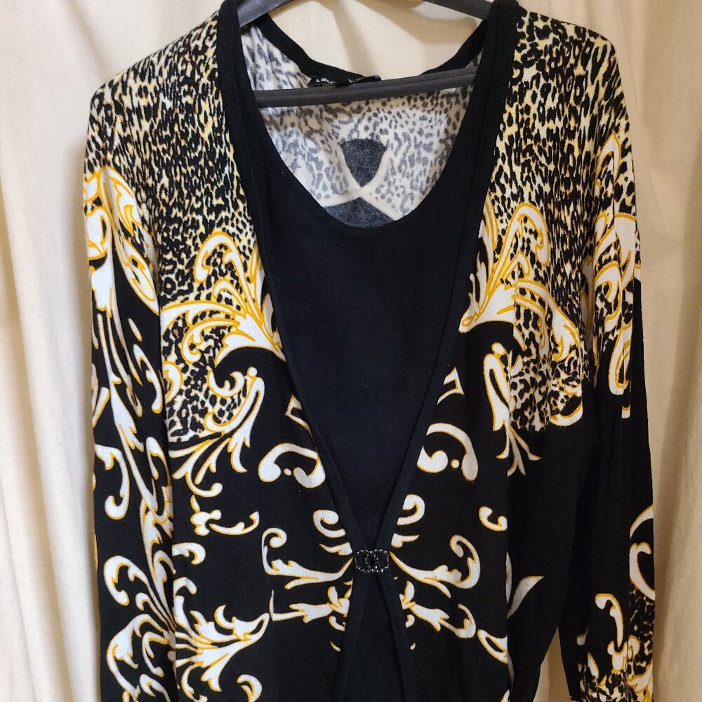 one piece top, black baroque print,  Laura Plus+